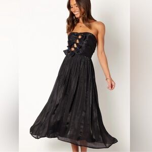 Petal & Pup Mila Black Strapless Dress with Bow & Cutout Detail